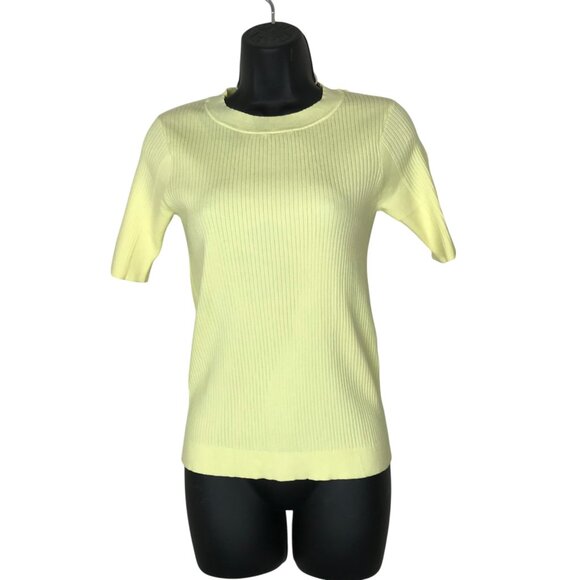 Judith & Charles Butter Yellow Ribbed Light Weight Knit Top Size S - Picture 1 of 7